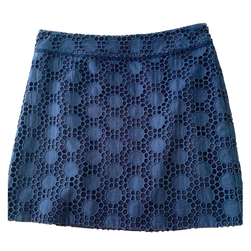 Navy Eyelet Skirt